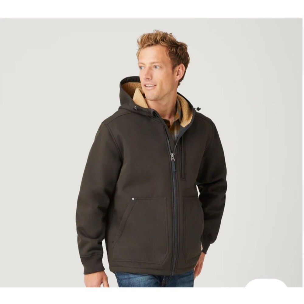 Free Country Men's Wind River Jacket Medium Gray Canvas Sherpa Lined Hooded